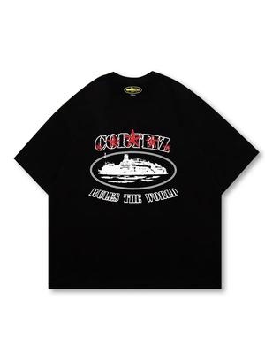 Camiseta Algodão Oversized Gráfico Corteiz Card