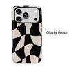 Warped Distorted Checkered Grid Black Cream Abstract Art Film Aesthetic Protective Shockproof Bumper Phone Case Cover For iPhone 14 15 16 Pro Max Plus