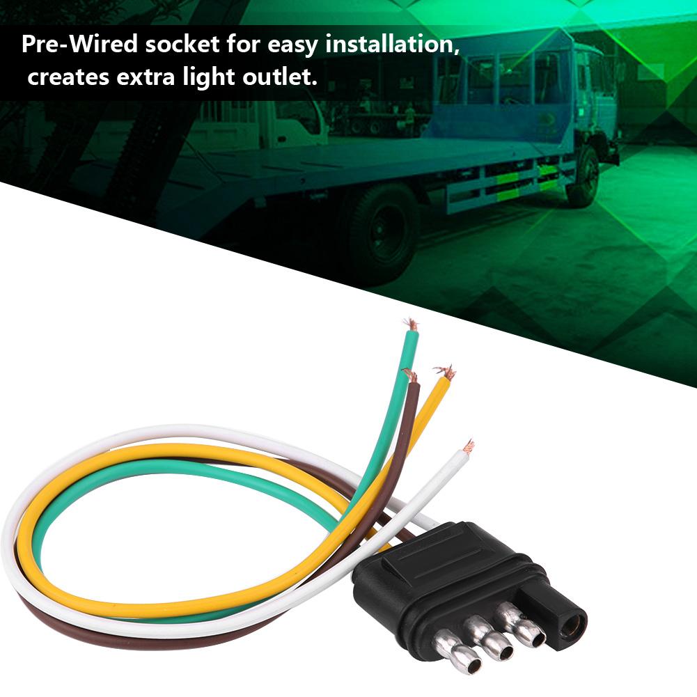 4 Pins Trailer Plug Wiring Connector Towing Light Plug Socket Kit TM8010