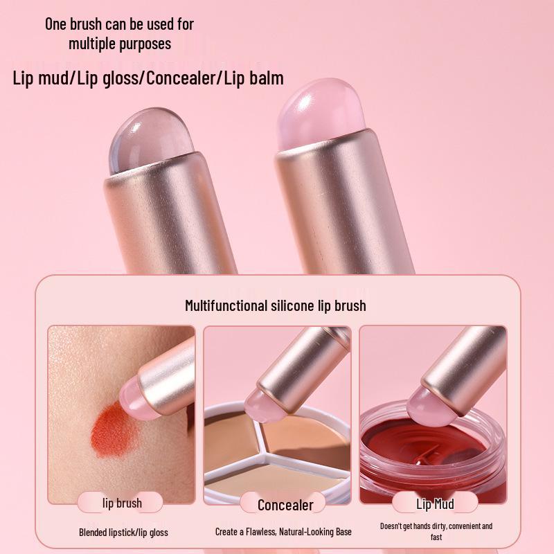 Portable Silicone Lip Brush with Round Head for Smudge-Free Application
