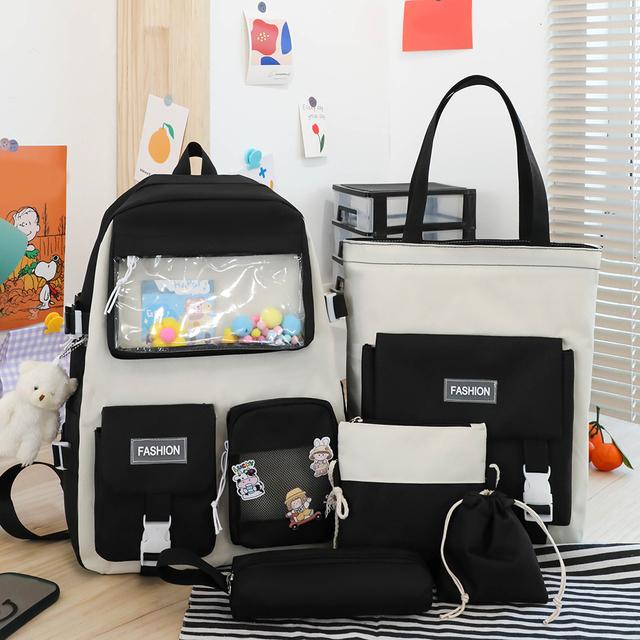 Women's Backpack Composite Bags Casual Canvas Preppy Style Students School Bag Bookbag Large Capacity Handbags Pencil Pouch