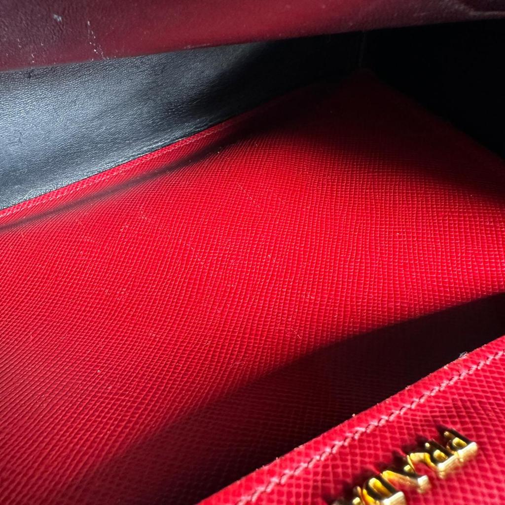 PRADA Safiano 2 way bag Handbag Cowhide Red Women BN2775 Used