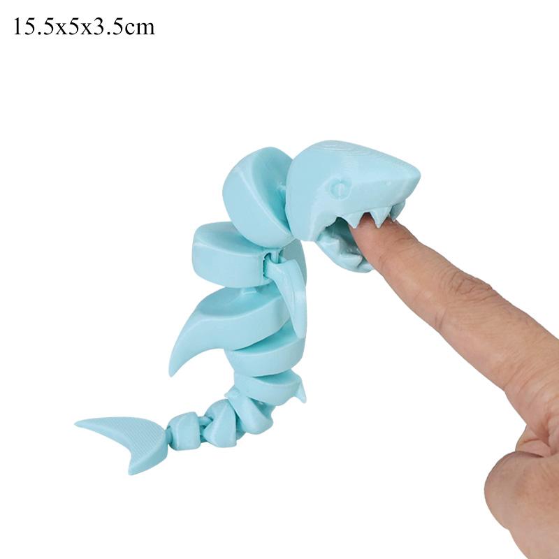 3D Printed Shark Tabletop Ornament Toys Action Model Shark Teal Purple White Decompression Decoration Kids Birthday Cute Toy