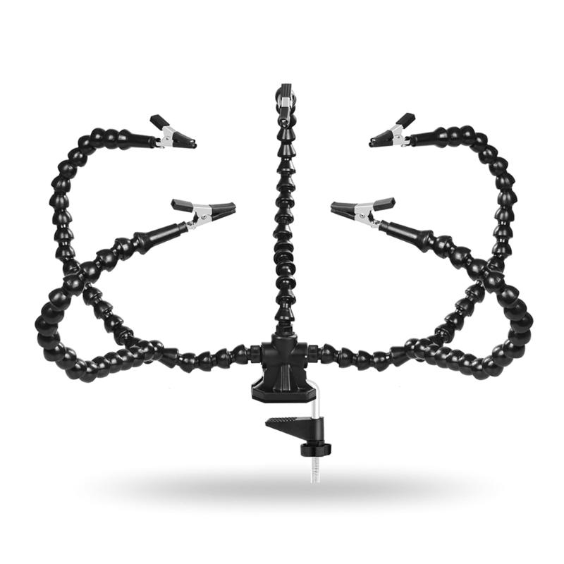 Všestranný pomocník pro pájení - třetí ruka s 3 flexibilními husími krky a klipy, ideální pro pájení a kutilství