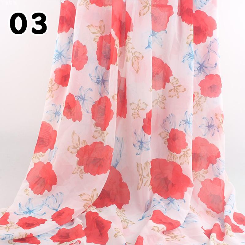 1M 75D Retro Flower Chiffon Fabric Breathable Thin And Light Draped Fairy Designer Fabric For Diy Sewing Summer Dress Shirts