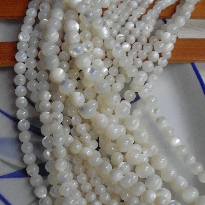 Round Natural White Mother-of-Pearl Beads for DIY Jewelry and Bracelets