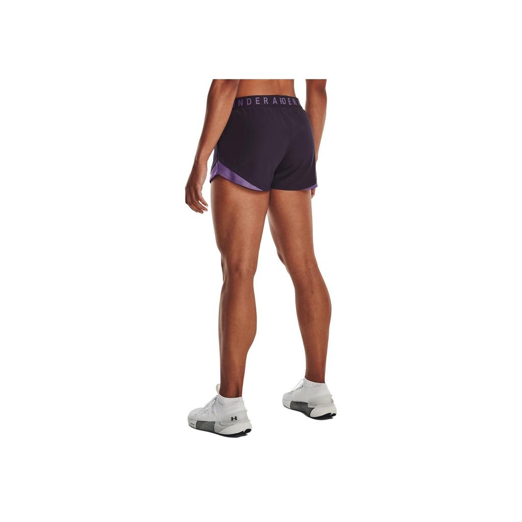 Under Armour Logo Print Mid-Rise Sports Color Block Shorts Women shorts Purple 1344552-541