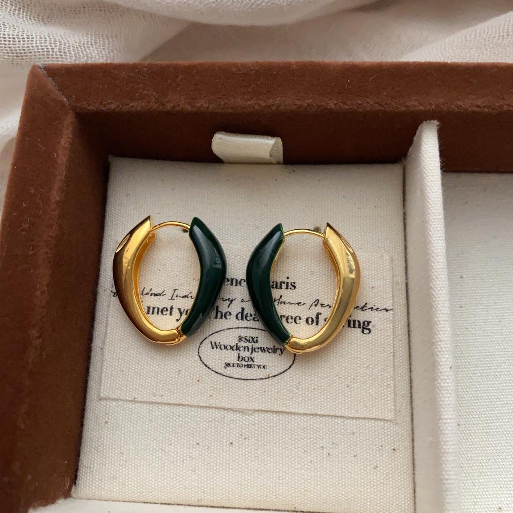 Irregular Ring Enamel Stud Earrings, Natural Light Luxury, High Sense, Fashionable Elegance and Luxury, New Autumn and Winter Earrings