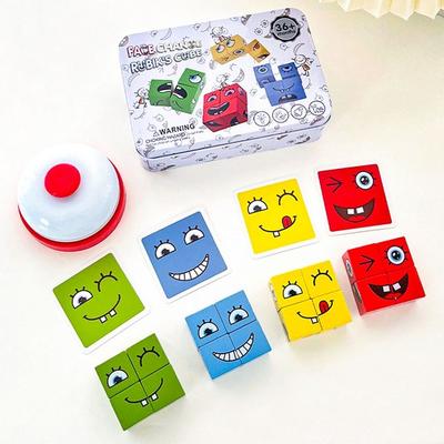 Rubik's Cube Face Face Expression Matching Change Puzzle Block Infant Childrens Board Game, Popular Korean Game