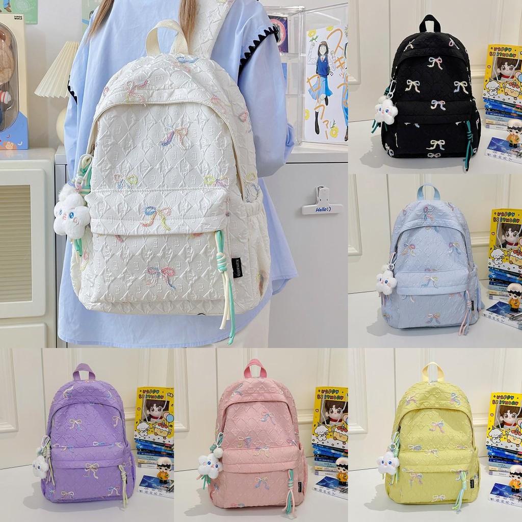 Bowknot Backpack Print With Comfortable Shoulder Straps For School Outings And