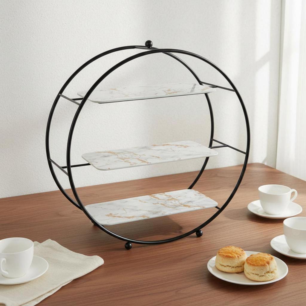 3 Layer Stand Sturdy Iron Frame Tier Cake Effortless Setup to Clean Round