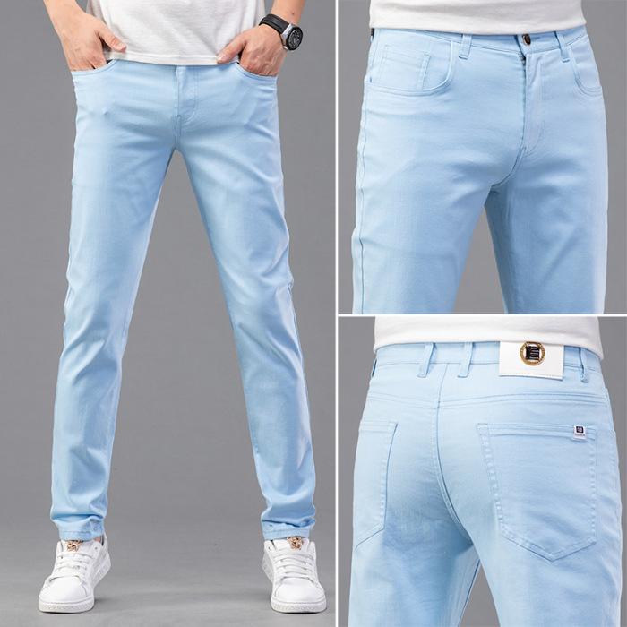 

Новые весенние джинсы для мужчин стрейч прямые двойная пряжа для долгого ношения без деформации повседневные брюки 40