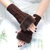 Winter Women Gloves Plush Faux Fur Knitting Wool Keep Warm Mitten Fingerless Lady Girl Half Finger Gloves Christmas Gift