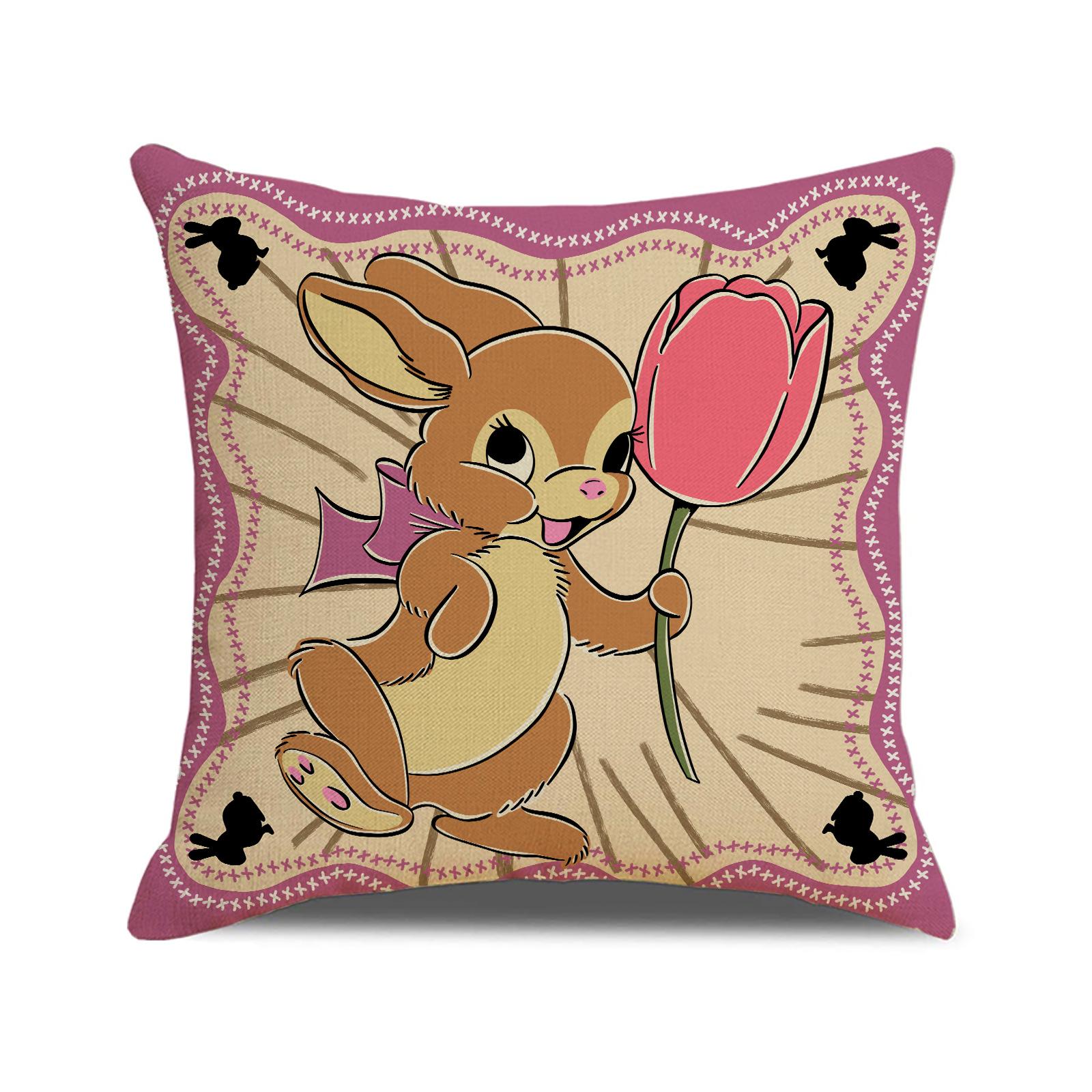 

Cartoon Print Rabbit Pillow Cover Linen Dirty Resistant Breathable Seat Cushion Home Decor Sofa Cushion Cushion 45 * 45Cm (excluding pillow core)