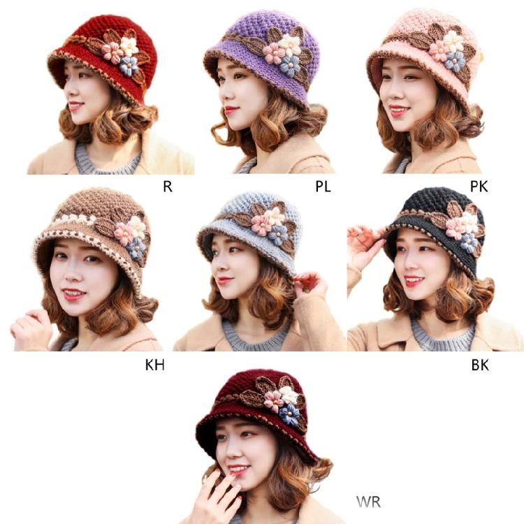 Flower Bucket Hat for Adult Outdoor Sports Wide Brim Autumn Knit Fisherman Hat