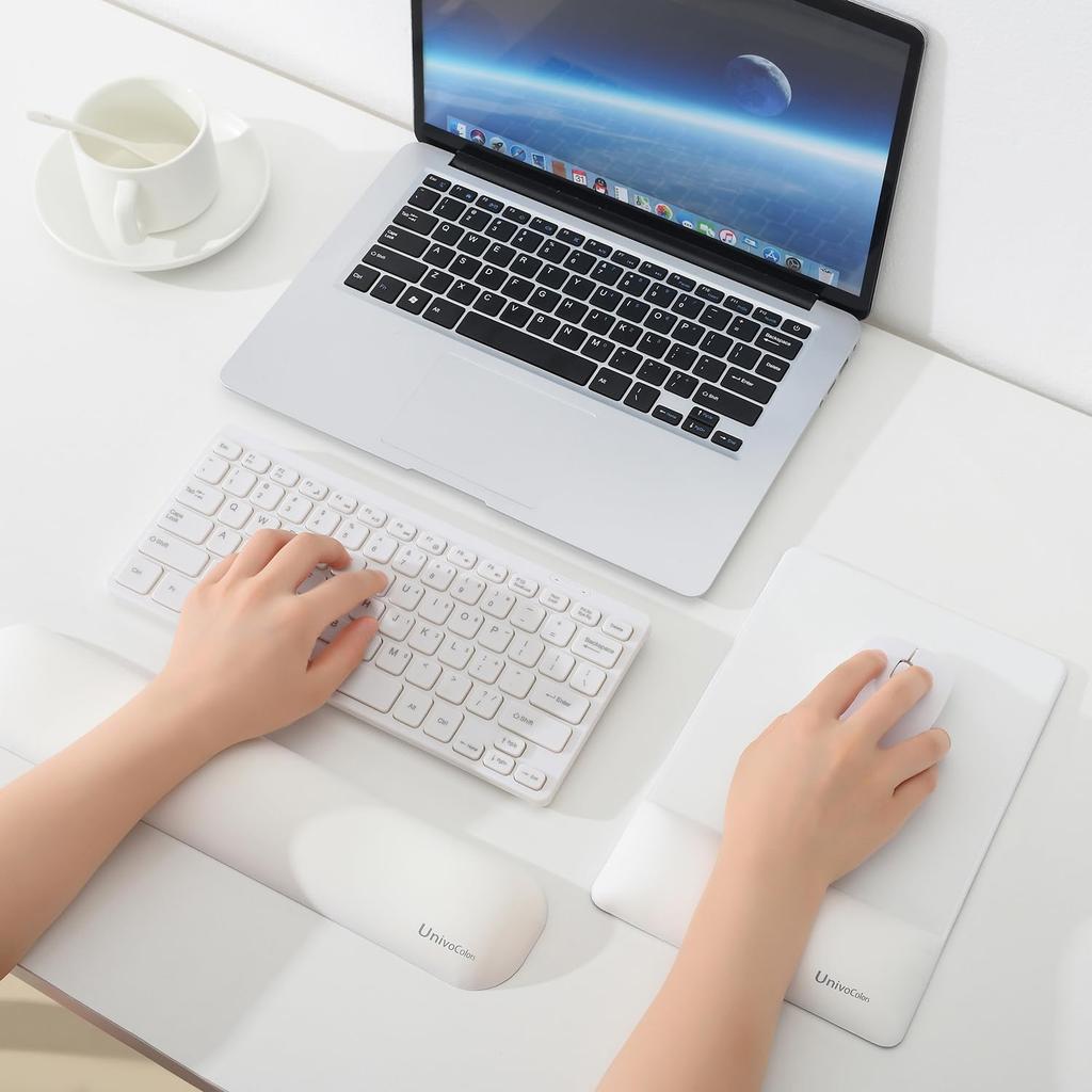 UnivoColors Wrist Rest Mouse Pad Wrist Premium PU Ergonomic Reduces Supports Memory Foam Body Pressure Dispersion Wrist Pain No Irritation on the