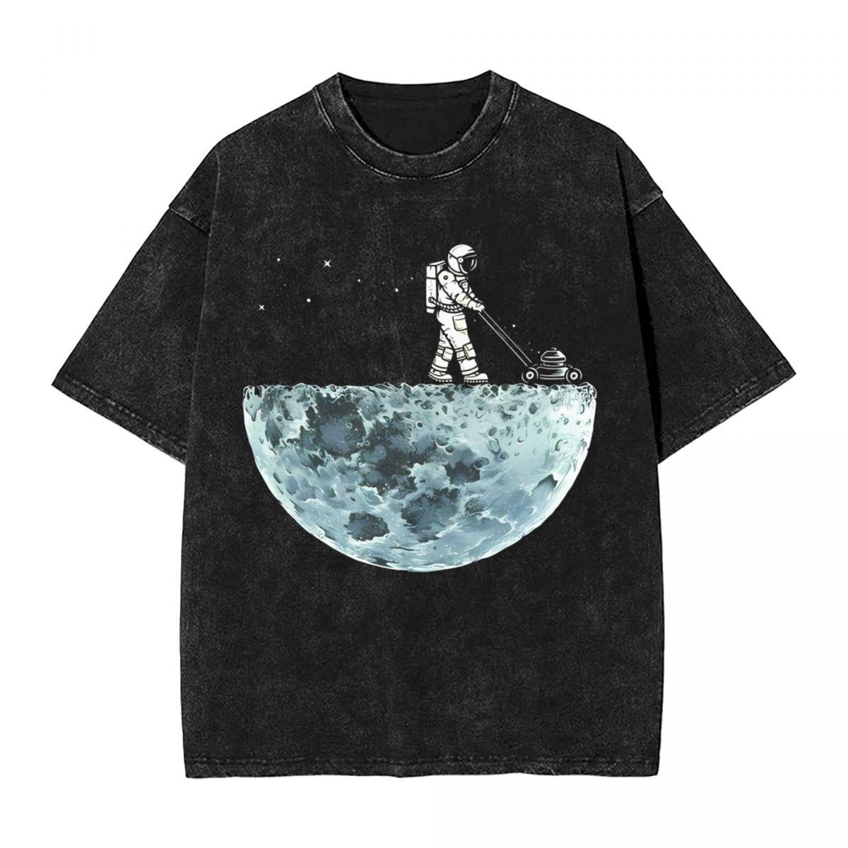 

Astronauts Cherish The Lunar Environment Moon woman Men Washed Hot stamping Print TShirt Cotton Tshirt Summer Short Sleeve Tee S