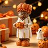 Charming Fall Housewarming Presents Halloween Highland Cow Figurine, Resin Statue with Pumpkin Mug, Spooky Seasonal Tiered Tray Decor Farmhouse