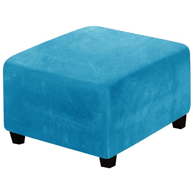 Velvet Fabric Square Ottoman Covers Stretch Footstool Cover Bench Storage Stool Cover Washable Household Furniture Protector Cover Sets 3 Size