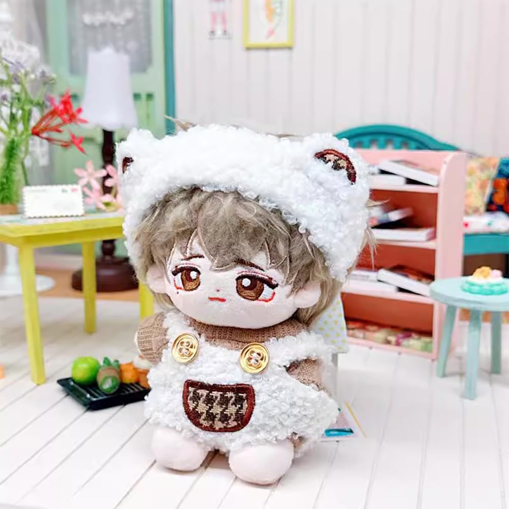 niannyyhouse Warm Bear Set (Headwear, Jumper, Bib Pants) 10cm-15cm, 20cm Plush Clothes Cotton Doll Dress-Up (10cm-15cm)