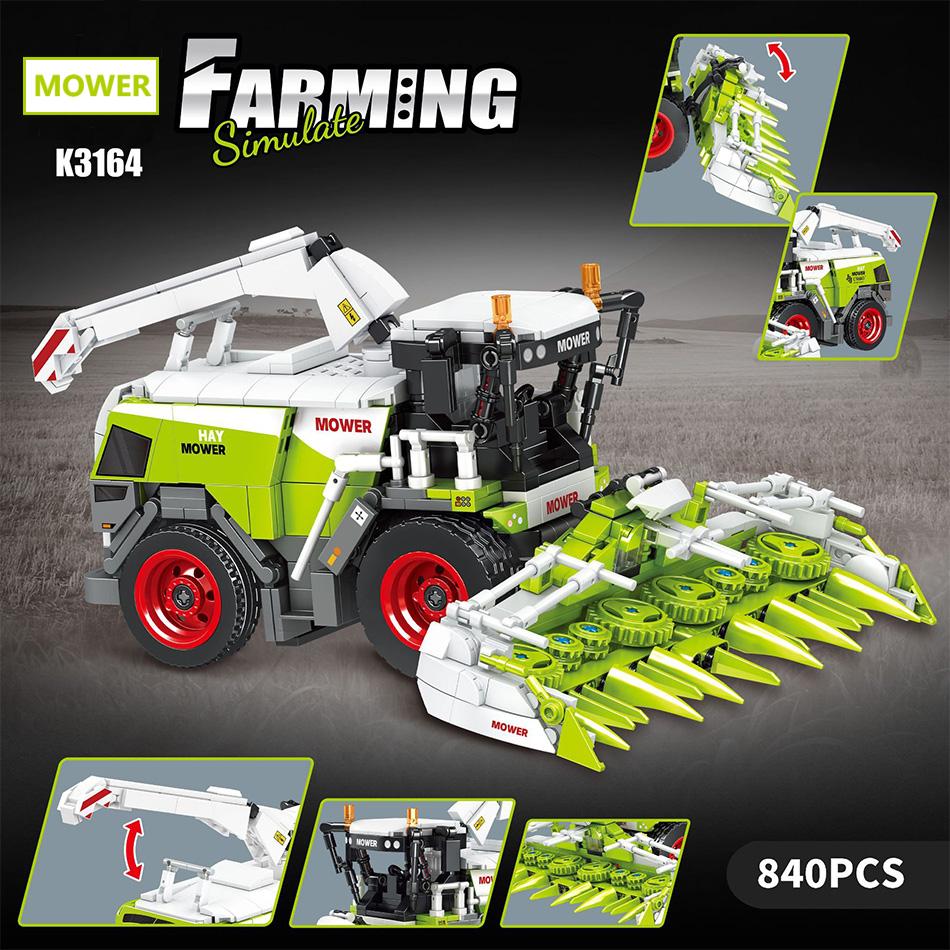 Technischer Mähdrescher Ballenpresse Langlebige Mähmaschine Bausteine MOC Landwirtschaft Simulation Modell Montage LKW Steine Spielzeug Für Kinder Als Geschenke