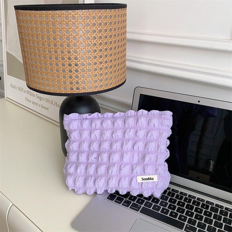 Weiche farbige große Kapazitäts-Kosmetiktaschen aus Blasengarn, für Reisen, Hautpflege, Toilettenartikel, Make-up-Tasche, Organizer, Clutch, tägliche Make-up-Tasche