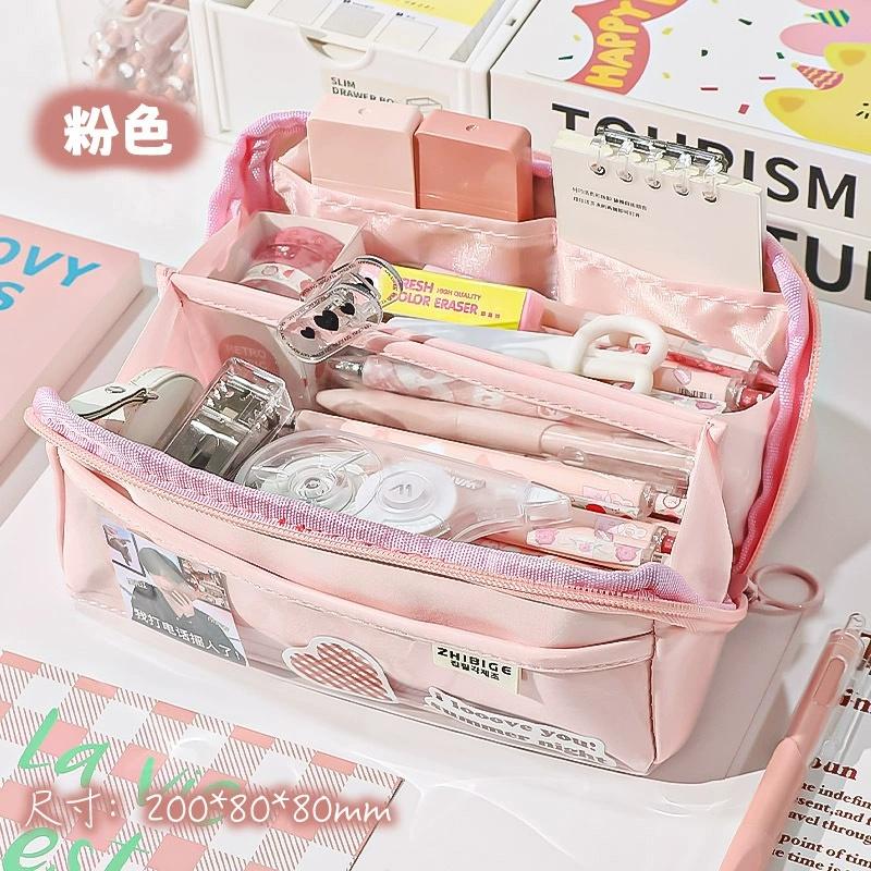Large Capacity Pencil Case Multi-Layer Pencil Bag Stationery Pencil Bag Students Back To School Storage Bag Office Stationery