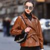 New Spring and Autumn Small Genuine Leather Jacket for Women Motorcycle Sheep Fashion Belt Jacket Leather Jacket Single