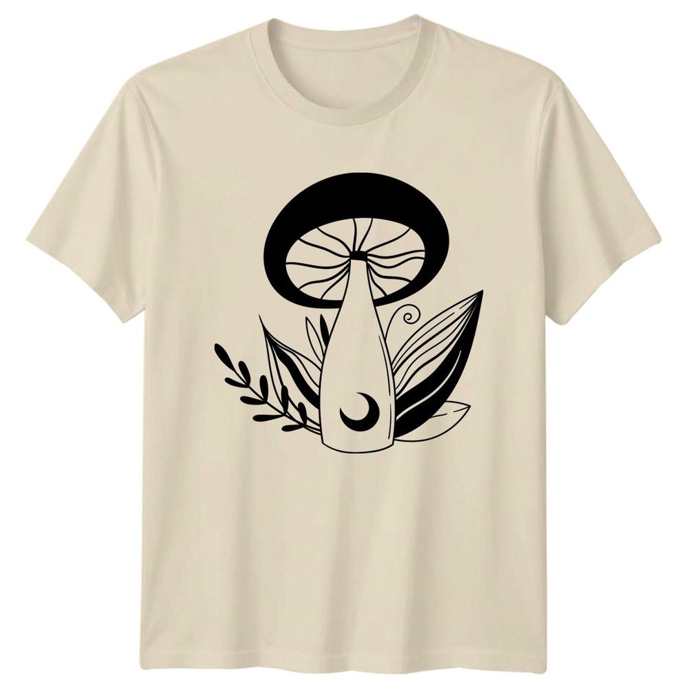 Magical Mushroom Crescent Moon Design TShirt Botanical Celestial Nature Fungi