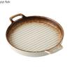 Double Ear Horizontal Texture Disc Ceramic Flat Plate Baking Plate Barbecue Plate Steak Plates Molecular Cooking Retro Tableware