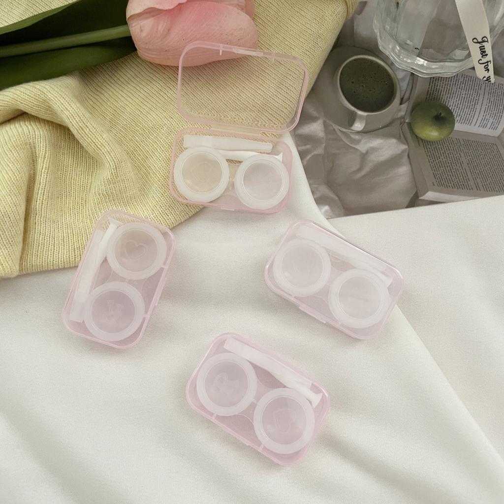 1pc Candy Color Minimalist Transparent Contact Lens Box Girls Contact Lens Case Companion Box Portable Contact Lenses Case