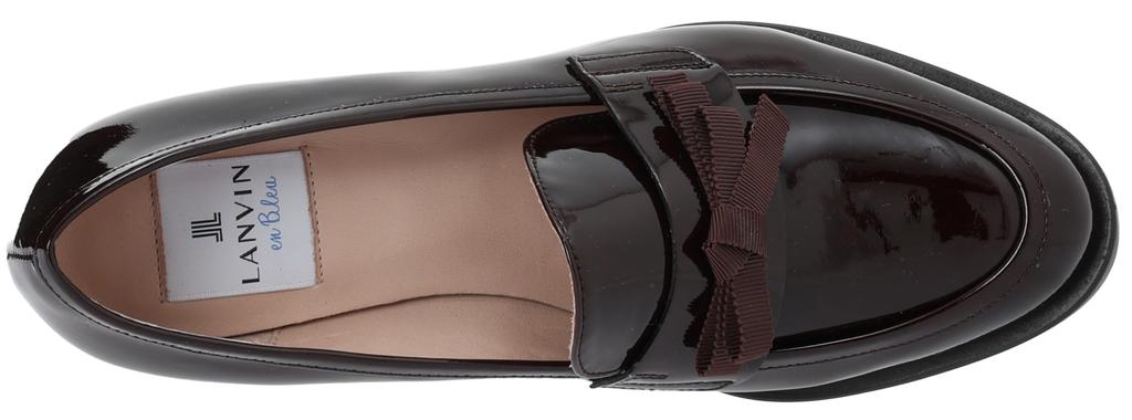 Lanvin en Bleu Ribbon Motif Size Dark Brown Size E Women's Loafers, 2783, Enamel, 24.0 cm,