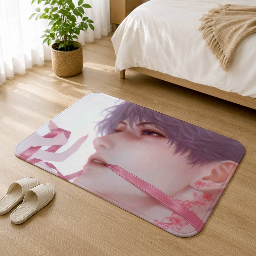 Rafayel Qi Yu Love and Deepspace Anti?Slip Floor Mat Short Plush Rug Carpet Soft Comfortable Machine Washable Home Decor