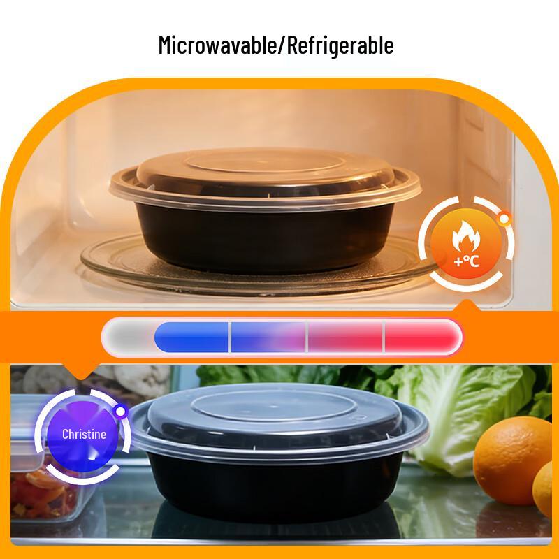 900ml Black Round Disposable Takeout Containers