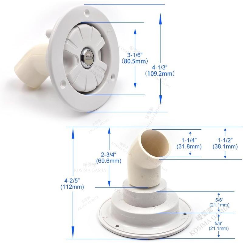 RV Camper Caravan Accessories Gravity Water Inlet With Lock Water Tank Filling Port White For Trailer Boat Leak-Proof Anti-Rust