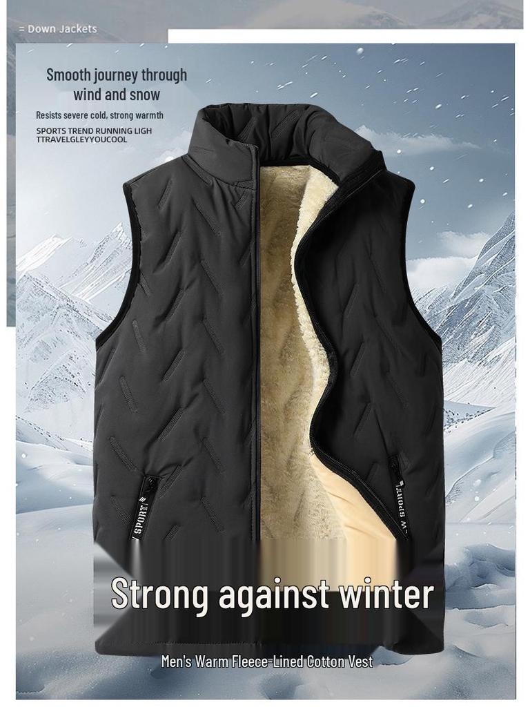 Men's Ultrasonic Fleece-Lined Sleeveless Outdoor Stand-Up Collar Vest