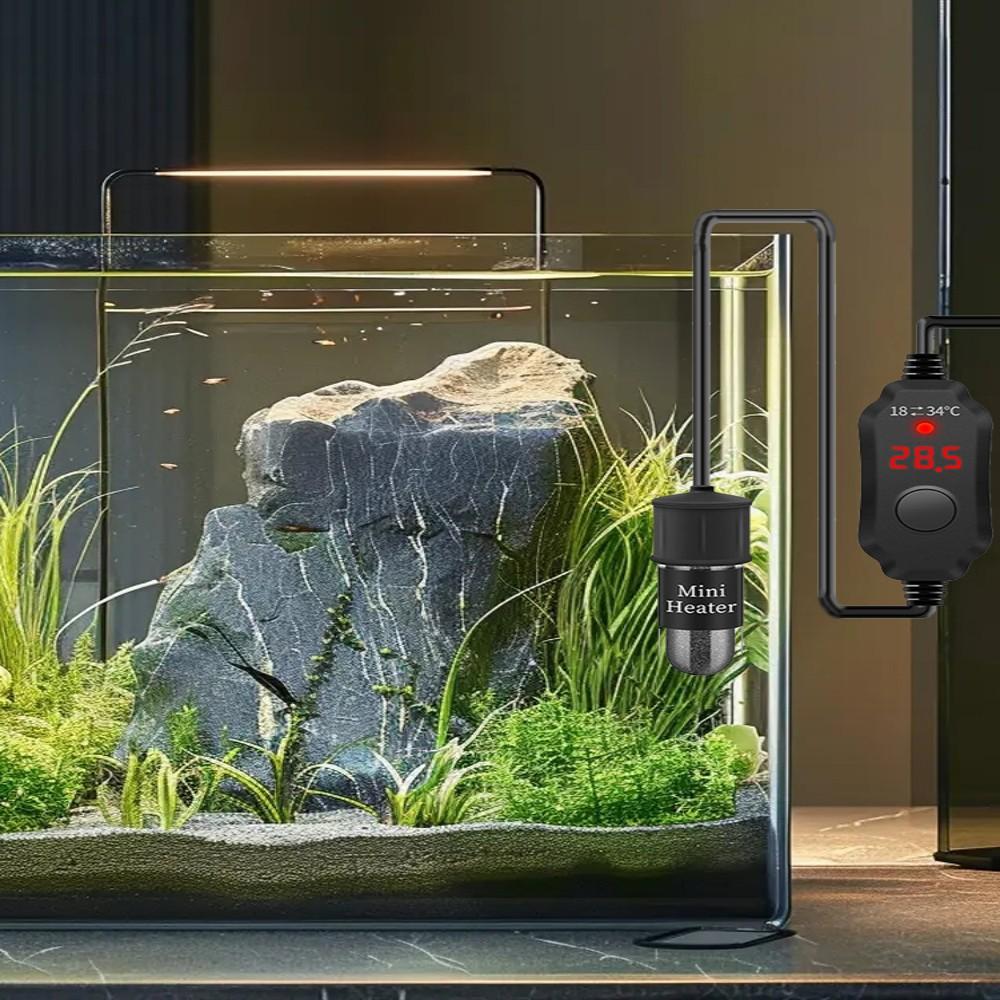 Mini Aquarium Heater Fish Tank Aquatic Heater Submersible Thermostatic Heater Adjustable Temperature 18-34°C Suitable for 2L