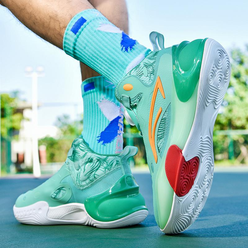 New Basketball Shoes Male Junior High School Students Rotating Buckle Running Shoes Breathable Training Non-slip Sports Shoes