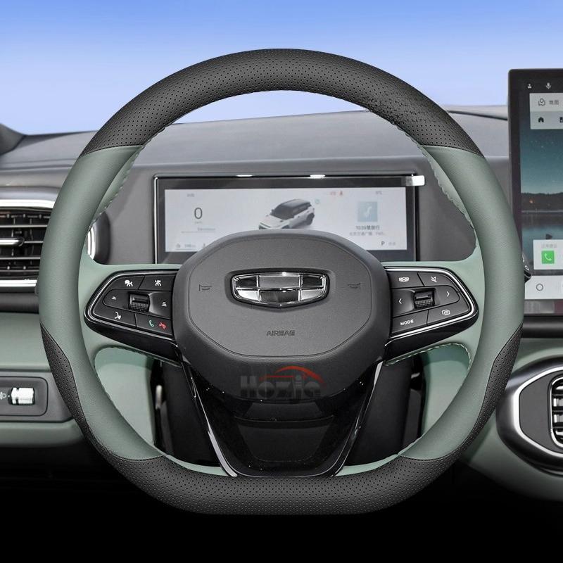 D Type Leather Car Steering Wheel Cover for Geely Tugella Preface Monjaro Emgrand kavango Plus Azkarra Accessories 2025