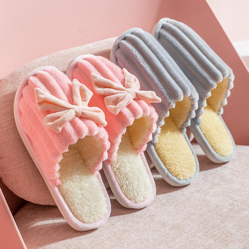 Cotton mop autumn and winter home indoor warm soft bottom wool slippers floor non-slip thick bottom couple wool slippers