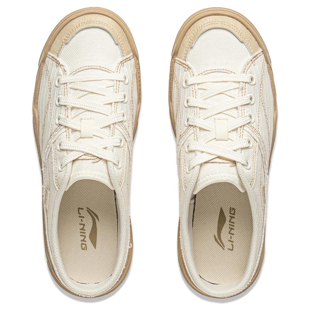 Li Ning Light Sail MULE Massage Abriebfeste Geschlossene Zehen Hausschuhe Damen Ecru AGCV066-2