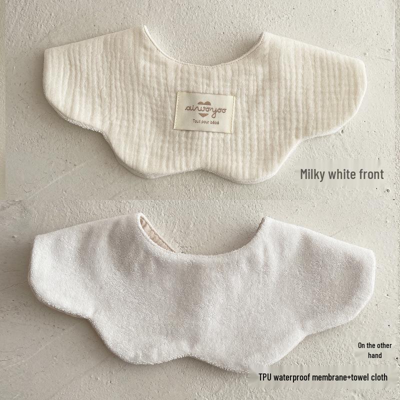 Pure Cotton Korean-Style Baby Drool Bib - Lightweight, Absorbent, Anti-Spit Up, Petal Design
