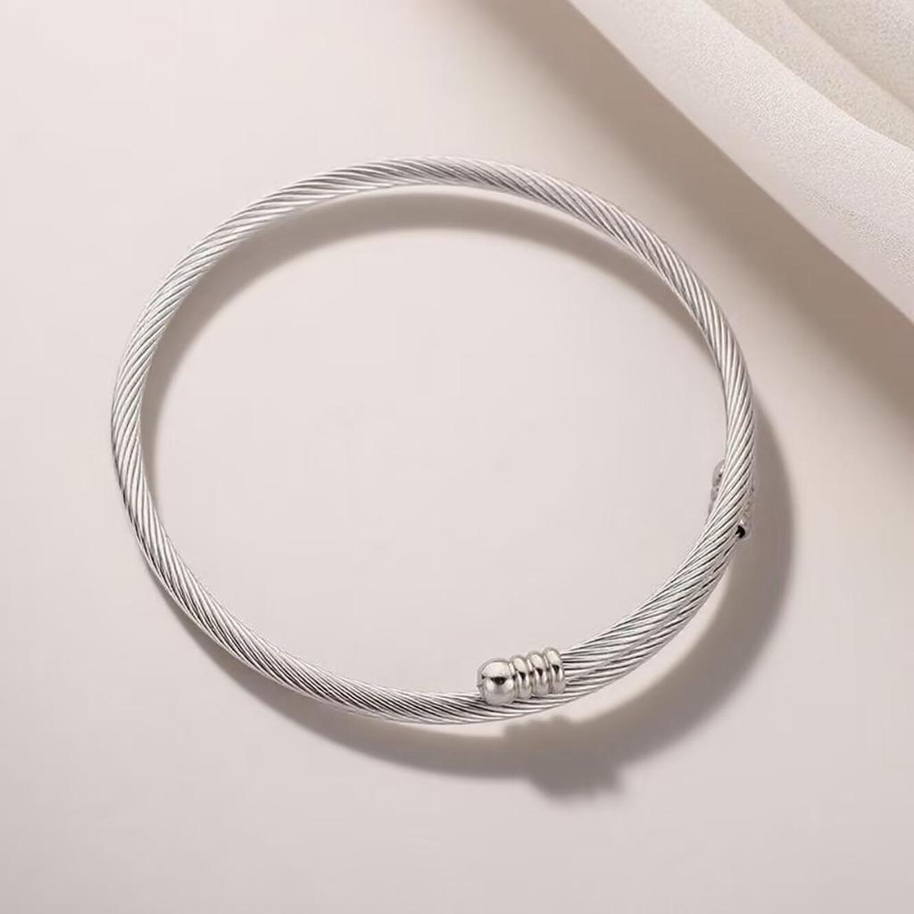 Stainless Steel Women's Fashionable Colorfast Round Wire Rope Bracelet