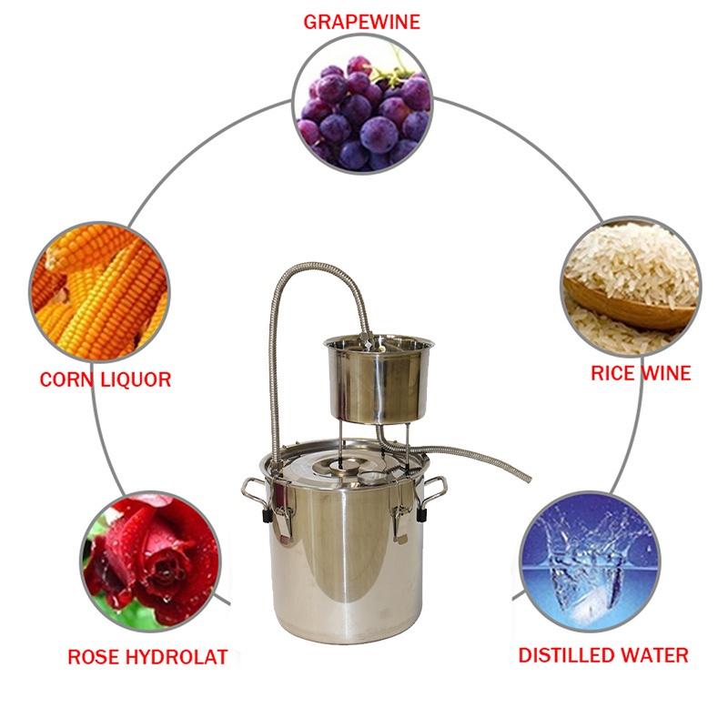 12//20/33L Stainless Steel Distiller Home Brew Moonshine Alcohol Copper Distillery Boiler Water Essential Oil Brewing