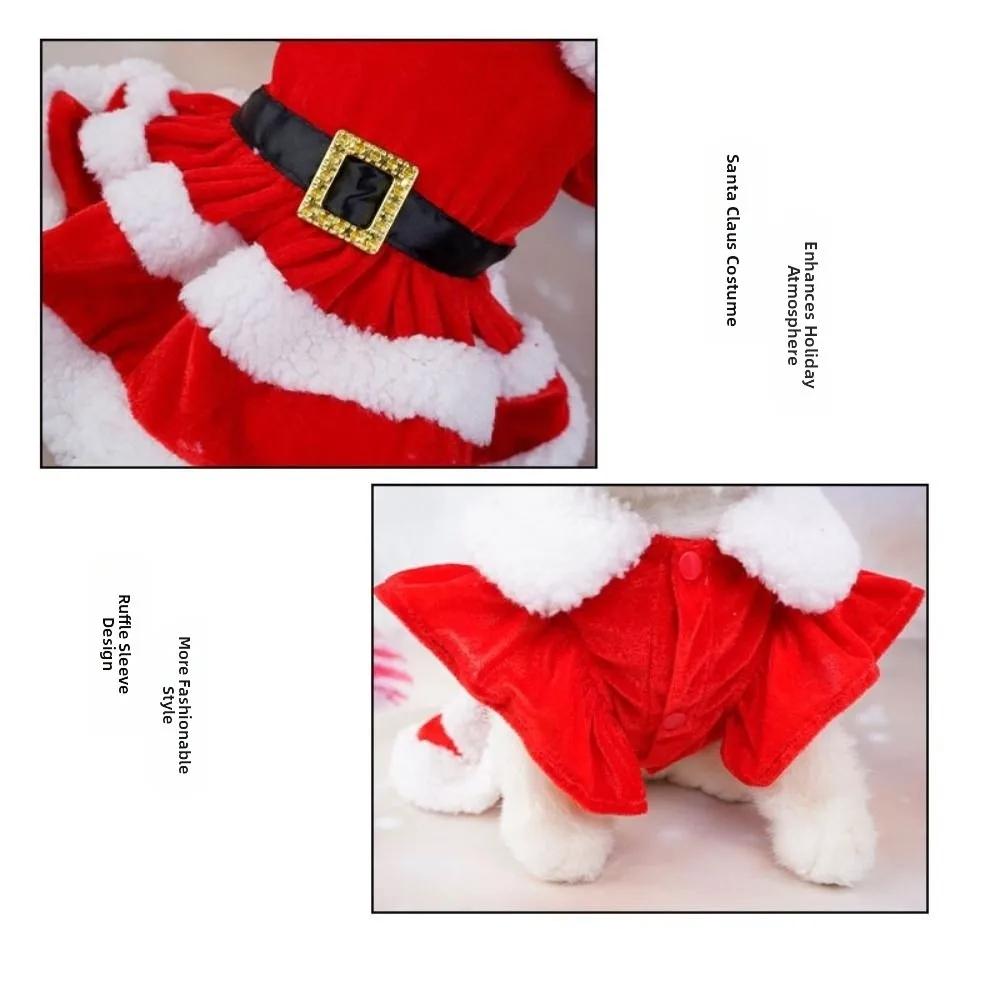 Fashion Cute Santa Claus Dog Skirt Soft Warm Dog Winter Clothes Breathable Cats Christmas Dress Spring