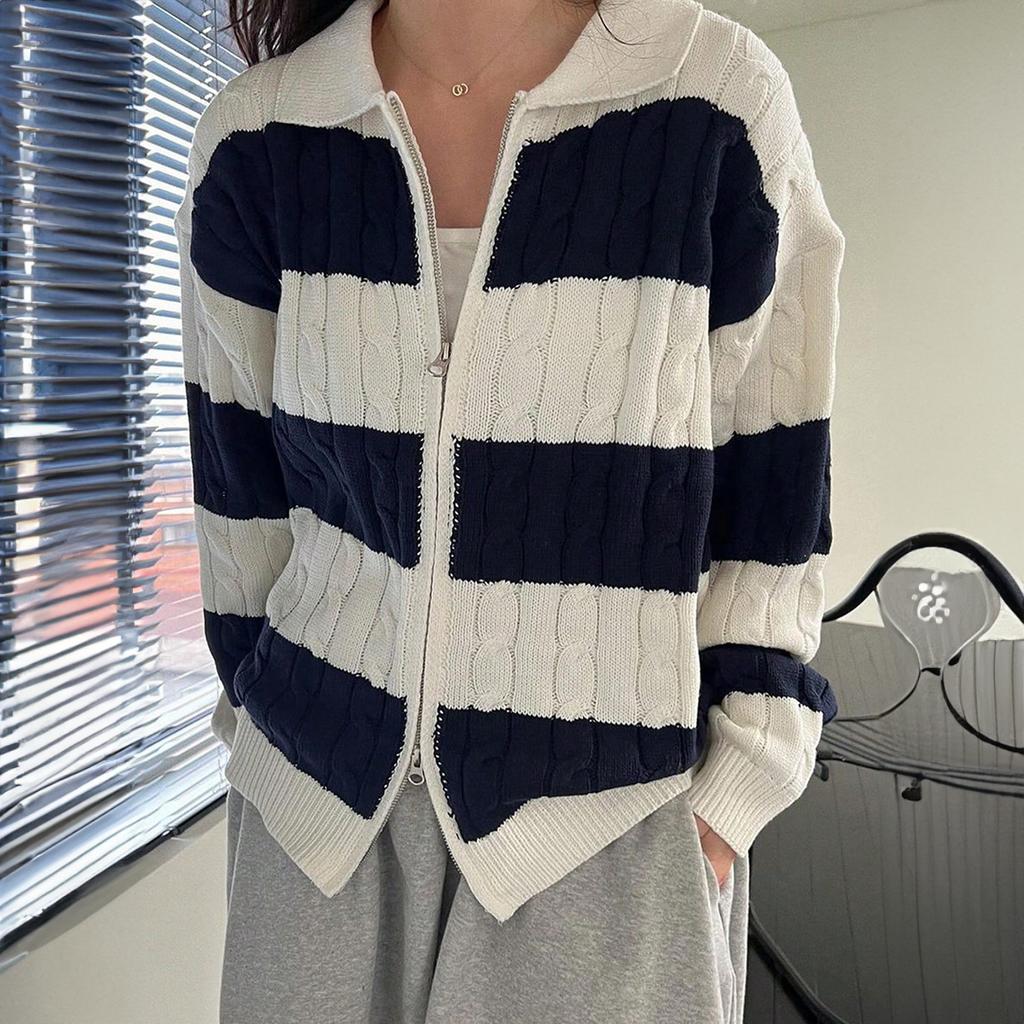 Europäische und Amerikanische Urlaubsfarbenblockierte Woll-Sweatshirts, Mäntel und Pullover für Damen Herbst und Winter 2025