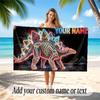 Dinosaur Theme Quick Dry Beach Towel Custom Name Text Print Large Sand Resistant Towel Beach Vacation