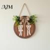 Decorative Wall Hanging for Toilet Wooden Restroom Sign, Men's And Women's Bathroom Sign Home Round Rustic Farmhouse Plaque Washroom Decor Door