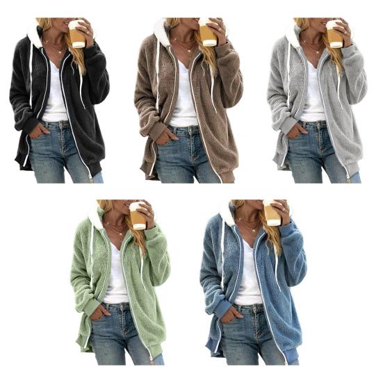 Sherpa Jacket for Women Winter Fuzzy Zip Up Fleece Sweatshirt Casual Warm Drawstring Hooded