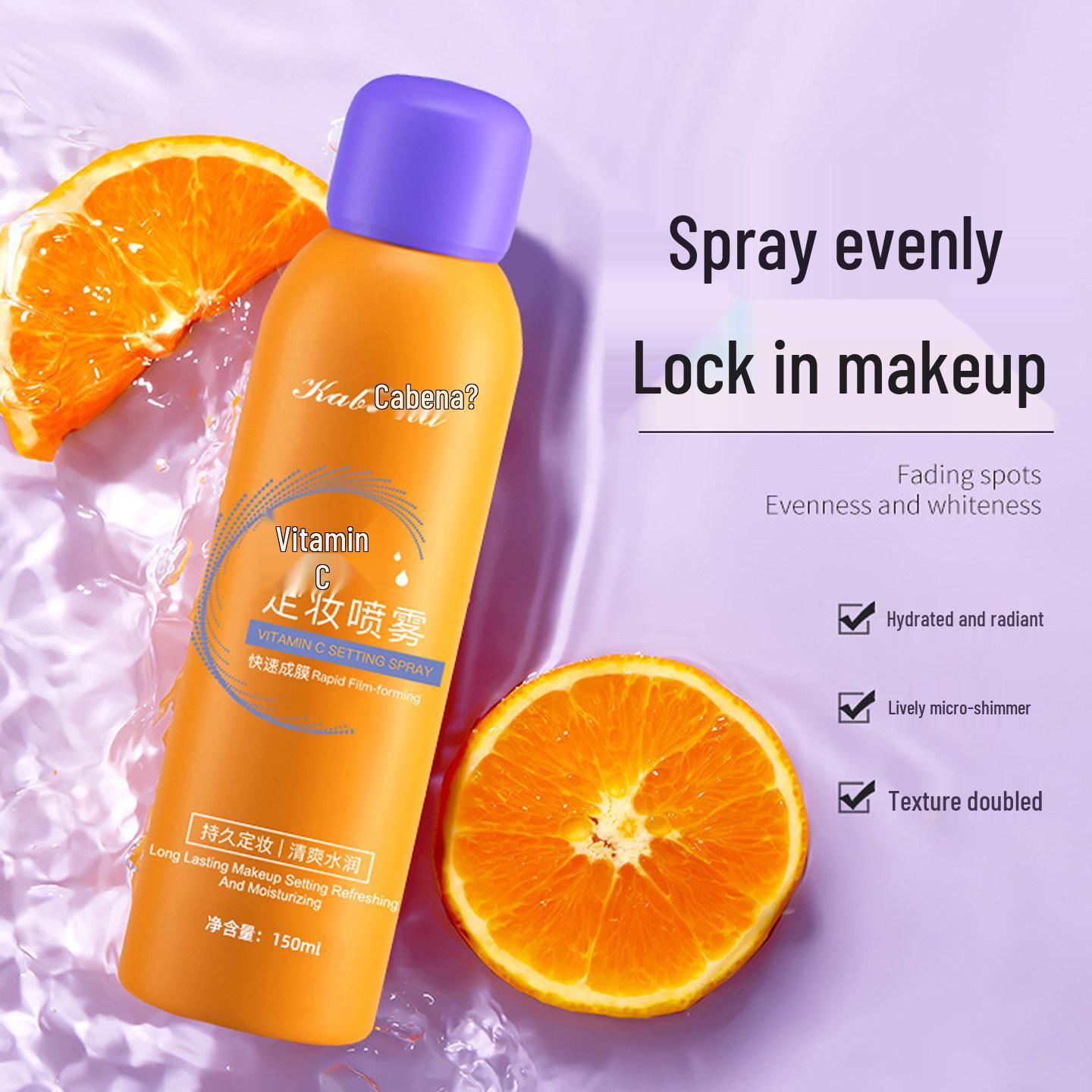 Kabeina Vitamin C Long-Lasting Oil Control Setting Spray: Fast Film-Forming, Waterproof, Sweatproof, No Smudging. Kabeina Vitamin C Setting Spray